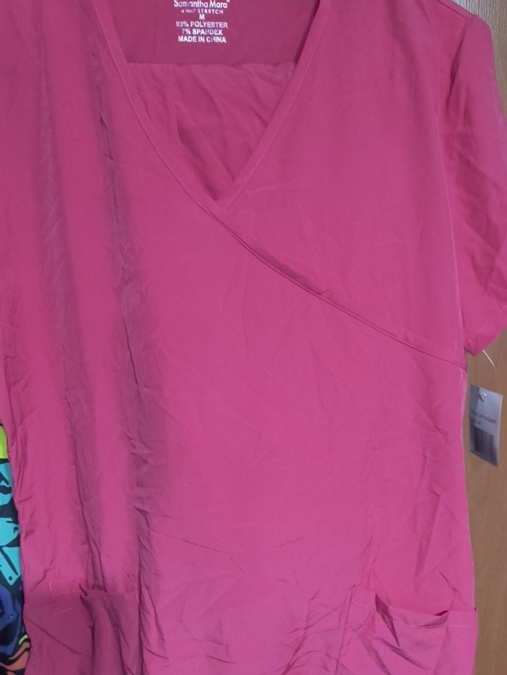 Women's Pink V-Neck Medical Scrub Top And Bottom Matching Set